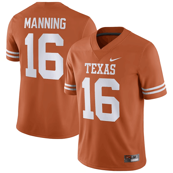 Men's Texas Longhorns #16 Arch Manning Orange Stitched Jersey Men's Texas Longhorns #16 Arch Manning Orange Stitched Jersey